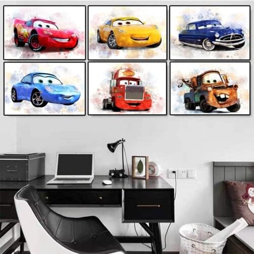 Cartoon Pixar Cars Canvas Painting Disney Funny Lightning Mrqueen Animated Poster Prints Cuadros Wall Art Picture for Room Decor