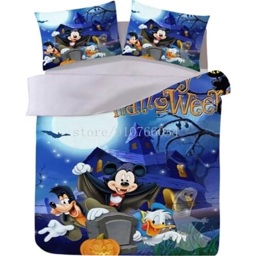 3D Printed Minnie Mickey Mouse Bedding Set Duvet Cover Pillowcases Bedlinen Comforter Cover for Children Halloween Gift