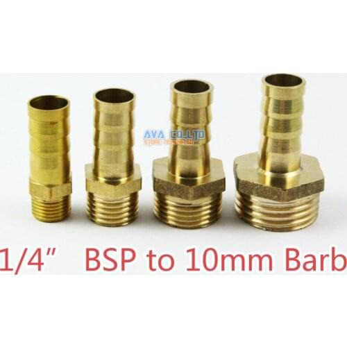 20 Pieces Brass Male 1/4" BSP to 10mm Barb Hose Tail Fitting Fuel Air Gas Water Hose Connector Coupler
