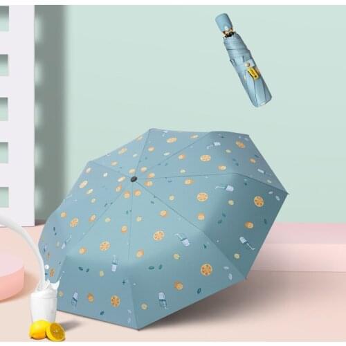 Small Fresh Automatic Umbrella Japanese Three-fold Flower Umbrella Simple Fashion Black Coating Sun Shade Adult Umbrella