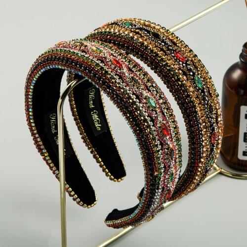 Fashion Baroque Super Flash Full Color Rhinestone Hair Band Womens Elegant Temperament Sponge Hair Band Party Hair Accessories
