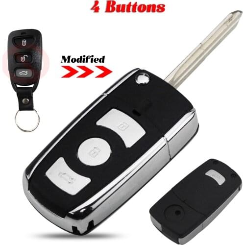 Jinyuqin Modified For Kia Hyundai Elantra Sonata Genesis Santa Fe Accent K2 K3 K5 Fob 4Buttons Flip Remote Car Key Shell