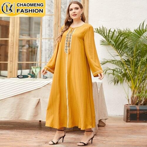 Dubai Abaya Embroidered Fashion Plus Size Hijab Dress Turkey Kaftan Islam Clothing Muslim For Women Vestidos Arabic Maxi Robe
