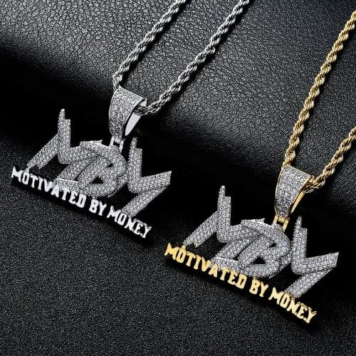 Iced Out Letters MBM Pendant New Arrival AAA Zircon Gold Silver Color Mens Charms Necklace Fashion Hip Hop Jewelry Gifts