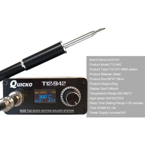 DC24V 72W for QUICKO Handle Soldering Station Kit Solder Electric Tools Iron Tips Temperature Controller Soldering Tool