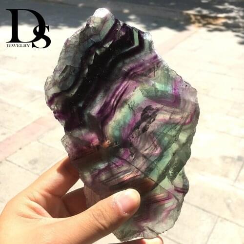 Natural Rainbow Fluorite Slice Rough Crystal Section Raw Quartz Multicolor Minerals Specimen Healing Reiki Gift Home Decoration