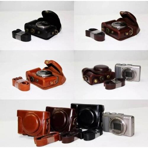 Hot new Protective Leather Hard Camera Case Bag Shoulder Strap for Sony Cyber-shot Dsc-hx50 Hx50v Hx30 Black