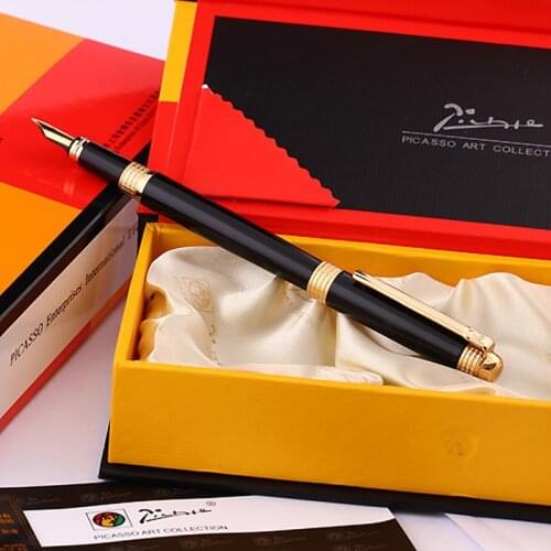 Picasso Pimio 909 High Quality Gold/silver Clip Black Fountain Pen Iraurita Nib Metal Gift Ink Pens Writing Stationery with Box
