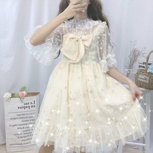 Victorian dress 2020 new spring soft sister summer super fairy bowknot mesh embroidery gothic lolita daily suspender dress girls