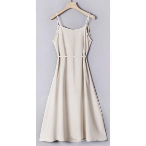 French Chiffon Suspender Dress Female Summer 2021 Temperament Sleeveless Outer Wear Beach Small Man V-neck Slim Fashion Dress