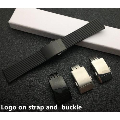 Soft nature Silicone Rubber Watch band black 24mm Watchband Bracelet For navitimer/avenger/Breitling strap folding buckle tools