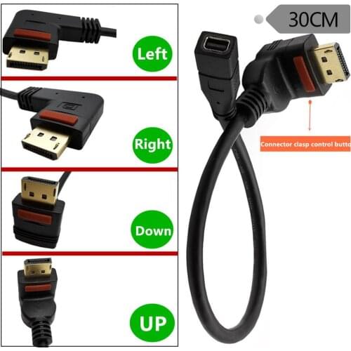 Display Port to Mini Display Port Male with Connector clasp control button to Female Adapter - 0.3m