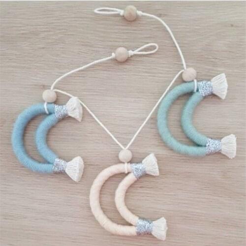 INS Nordic Hand Woven Moon Garland Banner Wall Hanging Pendant Baby Kids Room Decorations Ornaments Nursery Decor Photo Props
