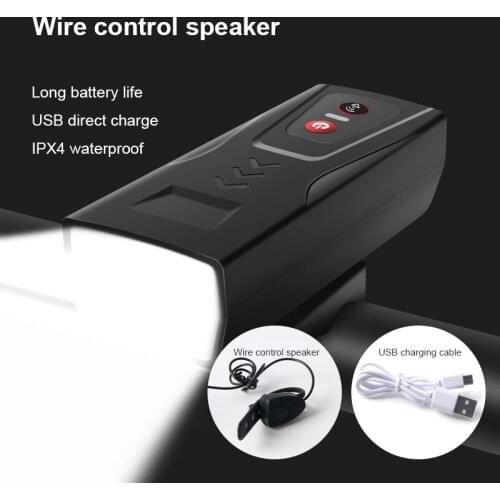 Bike Light Waterproof Cycling Headlights With 120dB Horn USB Rechargeable Bicycle Night Warning Lighting Lamp Bike Accessories