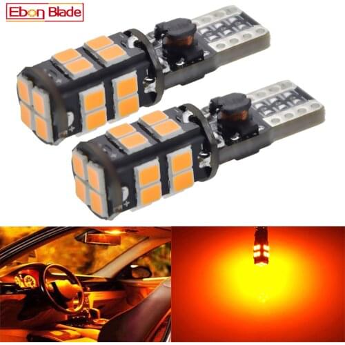 2Pcs LED Car Truck Signal Lamp T10 W5W Amber Orange Canbus Error Free Interior Side Wedge Indicator Marker Bulb Lamp 12V 24V 30V