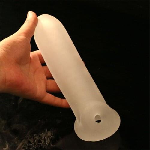 Reusable Penis Sleeve Big Penis Extender White Condom Cock Extension Dick Enlargemen Sex Toys For Men Time Delay