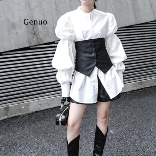 Women Black Button Split Joint Asymmetrical Loose Fit Vest New Sleeveless Fashion Tide Spring Autumn 2021