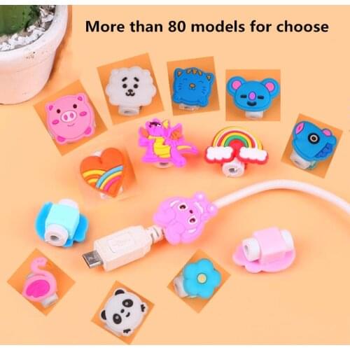 100Pcs Cartoon Cable Protector USB Charger Protector for iPhone iPad Cable Cord Holder, Charging Cable Saver Phone Accessories