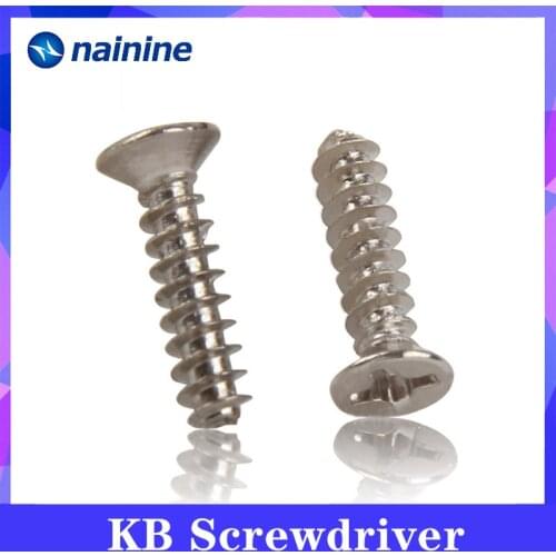 100Pcs M1.4 M1.7 M2 M2.3 M3 KB Hirao Flat Head Self-tapping Screw Nickel Electronic Small Screws SS06