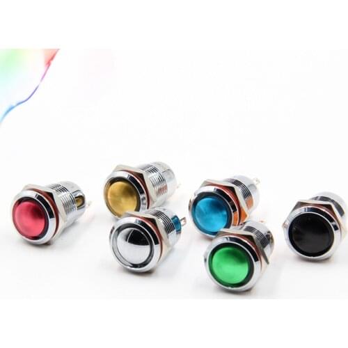 12mm Waterproof Momentary Ball Head Metal Push Button Switch 2A/250V 2 Pins 1NO