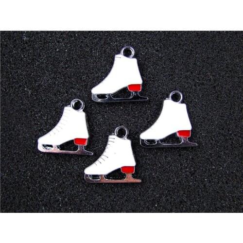 AE742 Mix Color 20Pcs Alloy Metal Enamel Roller skates Charms Pendant 22x22mm
