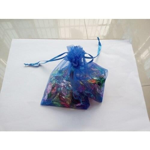 200pcs 13*18 Blue gift bags for jewelry/wedding/christmas/birthday Organza Bags with handles Packaging Yarn bag