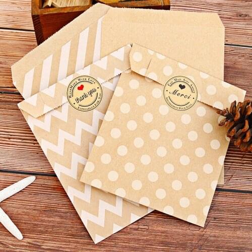 24Pcs/Set Mini Paper Bags Kraft Paper Bags, Favour Bags, Treat Bags, Gift Wrapping Bag, Baked Goods Bag with 24pcs Stickers
