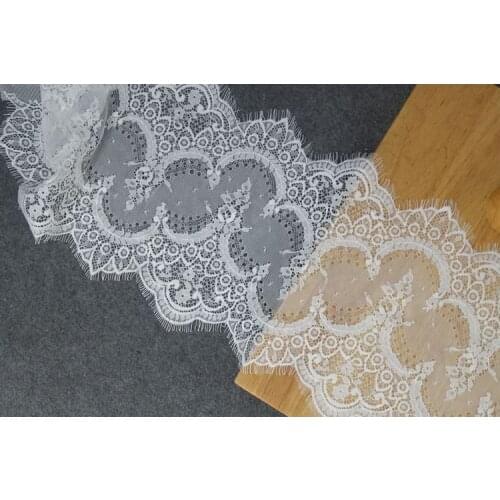 3Meter for 1 Lot 25CM Classical Design Nylon Dress Eyelash Lace Fabric Soft Red Navy French Bilateral Chantilly DIY Lash Trim