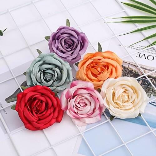 50/100pcs 7cm Artificial Rose Silk Peony Flower Heads For Wedding Party Decoration DIY Scrapbook Home Supplies Fake Flowers