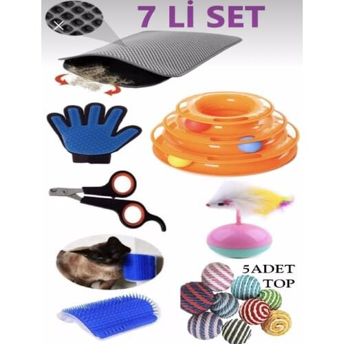 Cat Accessories 7 Pcs Set Cats Brush Gatos Accesorios Cat Massage Cat Brush Grooming Glove Cat Toys Cat Nail Clipper Pet Toys