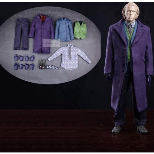 In Stock 1/6 Scale Male Accessories JOKER Clown Suit Clothes Costume Purple Coat without Head Sculpt Body Model for 12'' Body