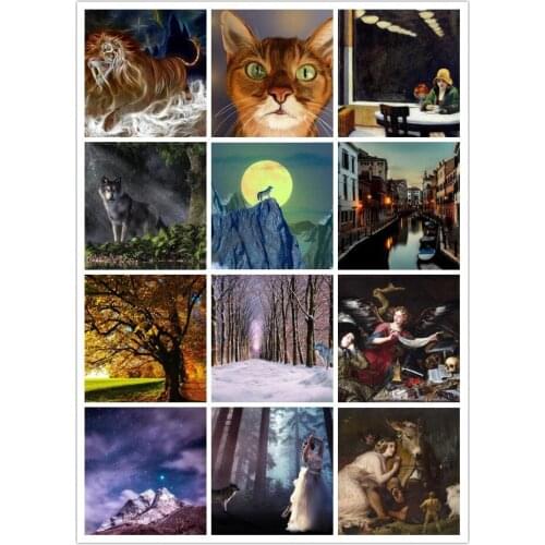 Touolip 5D diy Diamond Painting Diamond Cross Stitch Embroidery character full square Animal Cat Wolf Landscape Home Decor