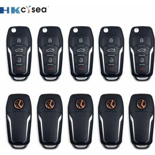 HKCYSEA 4 Buttons Xhorse VVDI2 Car Key Wire Remote Replacement English Version for VVDI Key Tool Fit Several Cars XKFO00EN