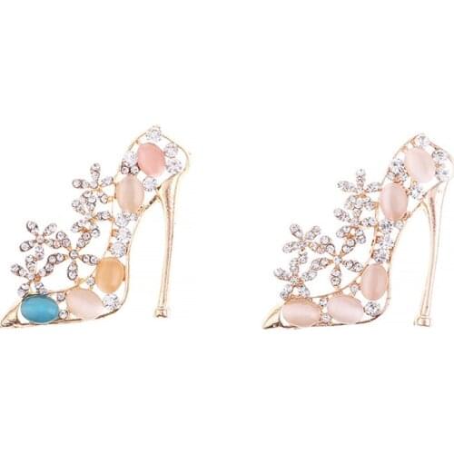 Free Shipping 10PCs 37*42MM Jelly Rhinestone Paved Gold Color Plated Alloy Button Patch Women High Heel Shoes Sticker Craft