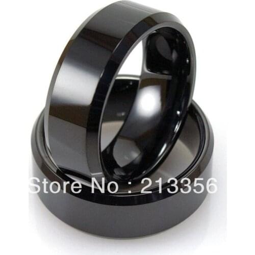 Free Shipping!Wholesales Cheap Price Promotion Sales! USA Hot Selling Mens Black Tungsten Ring with Flat Polish&Beveled Edges