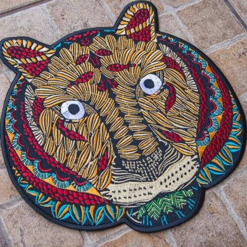 Large Back Tifer Embroidery Patch African Indian Totem Tribal Iron on Patches for Clothes Punk Clothes Sewing Logo Hippie