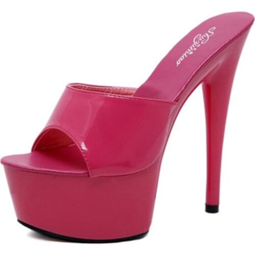 New patent leather sandals with thin heels sexy black waterproof platform hate the sky high heel sandals women summer