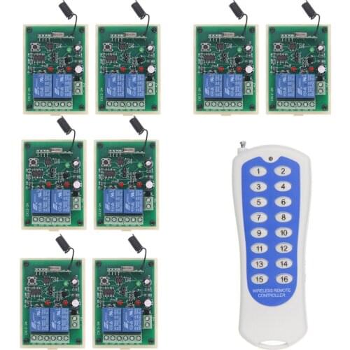 DC 12V 24V 2 CH 2CH Relay Switch Multiple Connection RF Wireless Remote Switch Smart Receiver 16CH Transmitter
