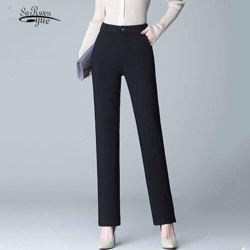 Drape Stretch Plus Size Winter Plus Velvet Thickened Straight Casual Trousers Wild Womens Thin Professional Suit Pants 11528