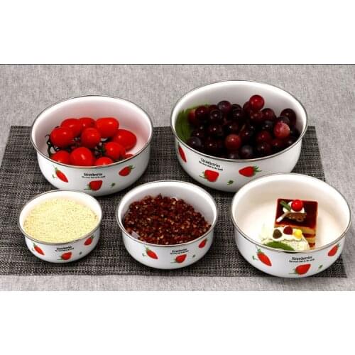 Enamel ice bowl fresh bowl 5 five sets of food storage storage sealed box vegetable and fruit storage box 10-18cm gift