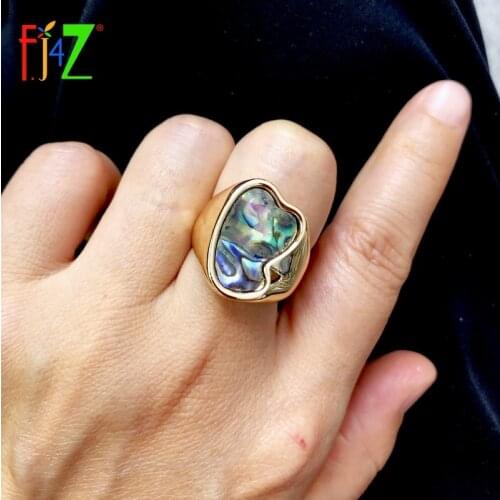 F.J4Z New 2019 Hot Women Rings Abalone Shell Top Ladies Rings Semi-circle Coin Eye Rings Gifts anillos de mujeres Dropship