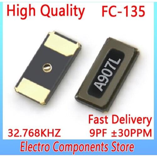 FC-135 SMD Quartz Crystal Resonator Passive Oscillator 2Pin 3215 32.768KHZ 9PF ±30PPM SMD Crystal Vibration Crystal Passive Chip