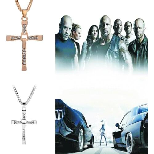 Fast and Furious Necklace Fshion Full Crystal Gold Cross Pendant Statement Necklace Sweet Gifts For Boyfriend