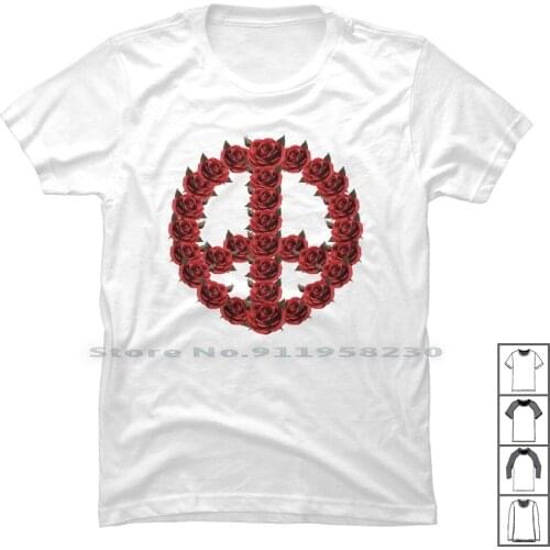 Peace Rose T Shirt 100% Cotton Birthday Husband Peace Wife Sign Rose Band Day Dad Ace