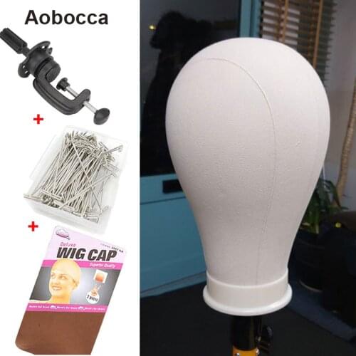Aobocca 21-24inch Wig Head for Styling Making Displaying Wig Stand Mannequin Head Canvas Wig Stand With Head Wig Holder