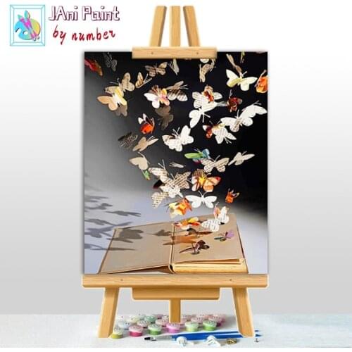 Butterflies-book Picture DIY Painting By Numbers Colouring Zero Basis HandPainted Oil Painting Unique Gift Home Decor