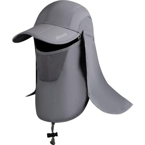 Sireck Mens Summer Fisherman Sun Protection Anti-mosquito Camo Peaked Cap Hat Bucket Hunting Fishing Topee Caps With Cover