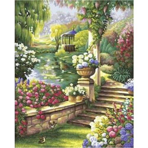 Kexinzu 5D DIY Full Square Round Diamond Painting Cross Stitch Flower Scenery 3D Diamond Embroidery Mosaic Work Gift 01