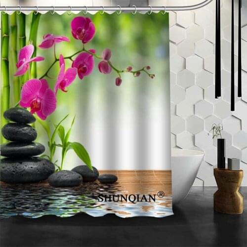 Best Nice Custom Flower And Stone Shower Curtain Bath Curtain Waterproof Fabric Bathroom Curtain MORE SIZE A6.1-107