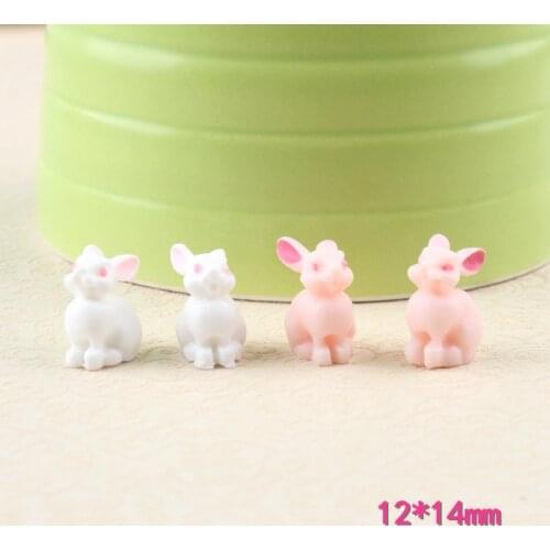 Mini Order 3D Kawaii Resin Cabochon Animal Rabbit Plastic Ornament Accessories Clay Beads Charm Pendant DIY Jewelry 10pcs